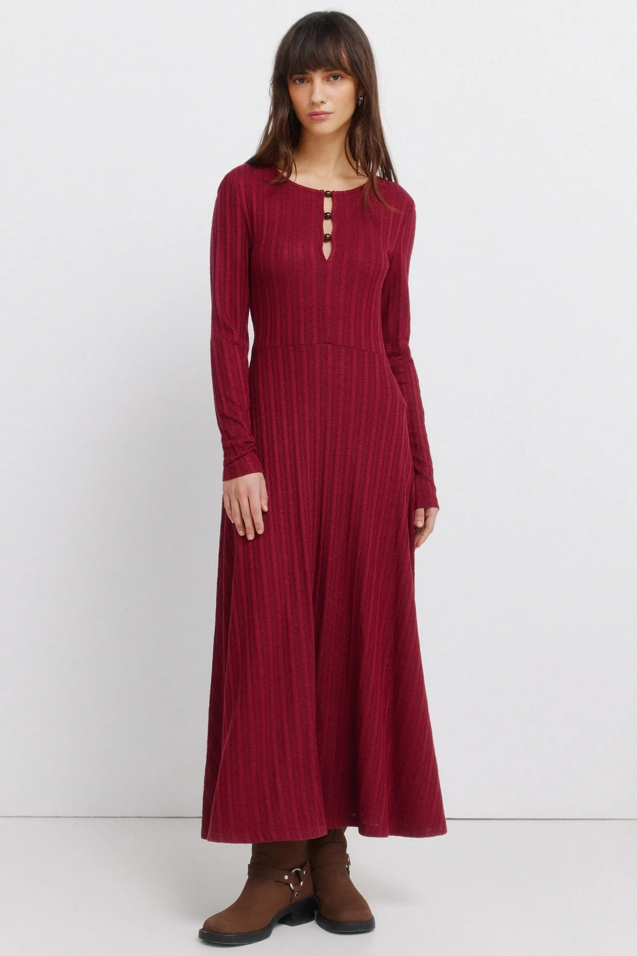 Robe midi en maille rouge