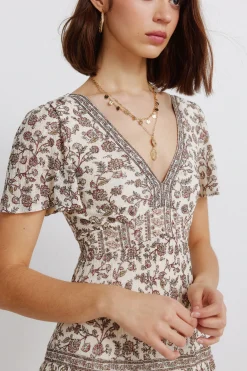 Robe midi imprimé frise