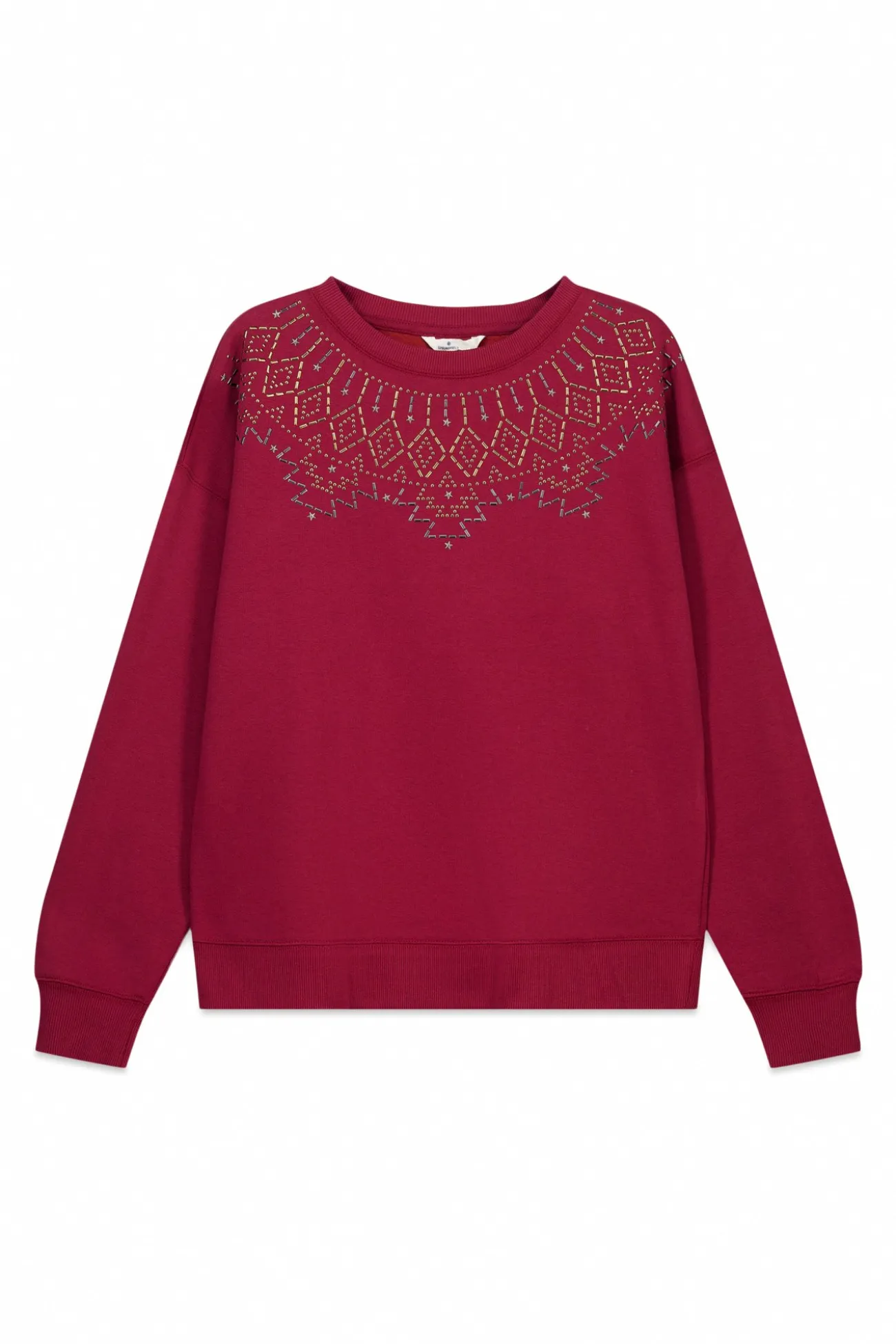 sweat-shirt à col bohème avec applications