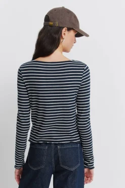 T-shirt &agrave; rayures avec boutons