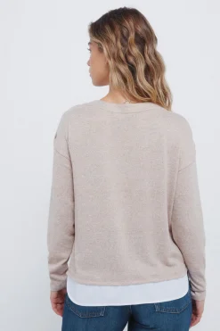 T-shirt boutonnée combinée aux épaules