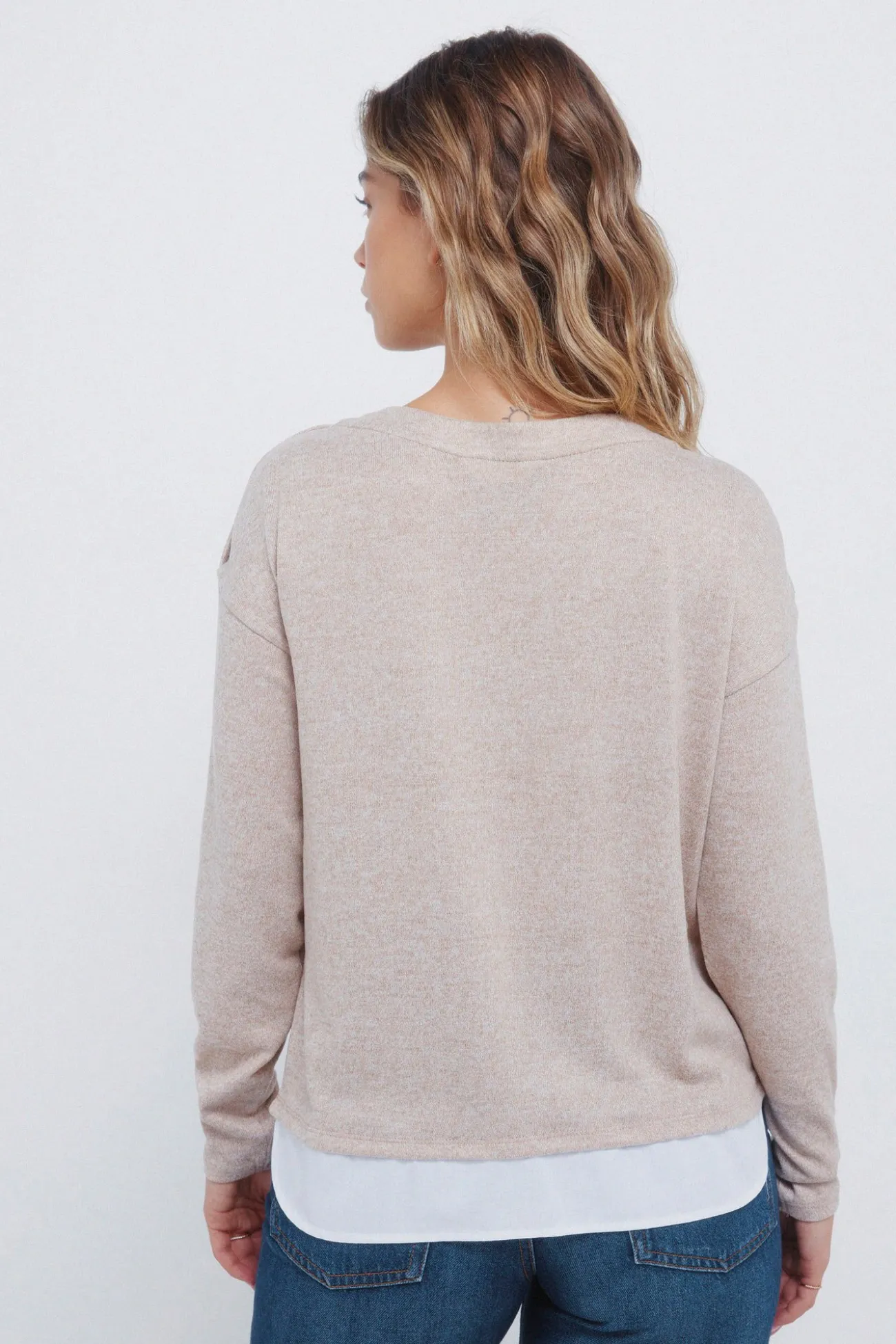 T-shirt boutonnée combinée aux épaules