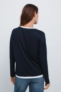 T-shirt col V combiné