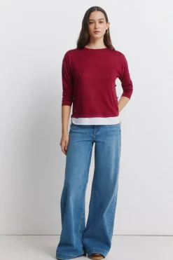 T-shirt combinée avec boutons latéraux