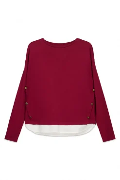 T-shirt combinée avec boutons latéraux