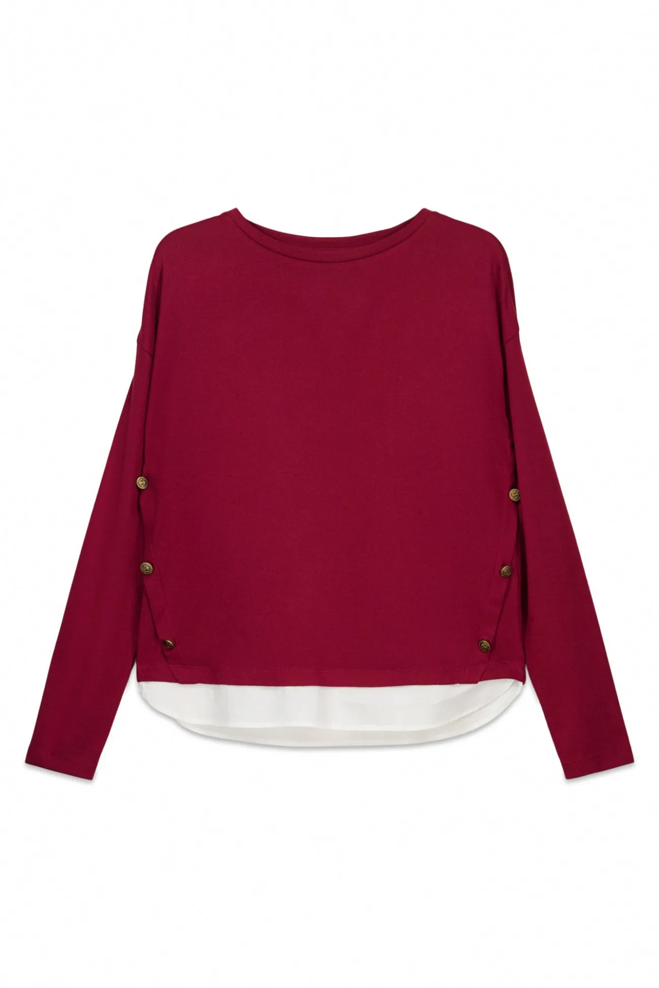 T-shirt combinée avec boutons latéraux