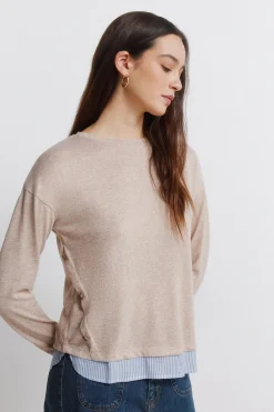 T-shirt combinée avec boutons latéraux