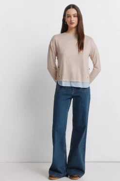 T-shirt combinée avec boutons latéraux