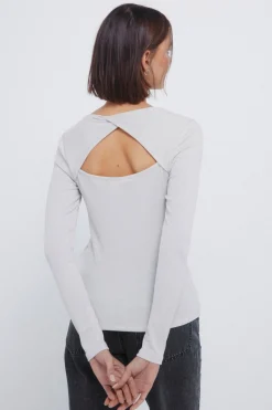 T-shirt décolleté dos en lurex