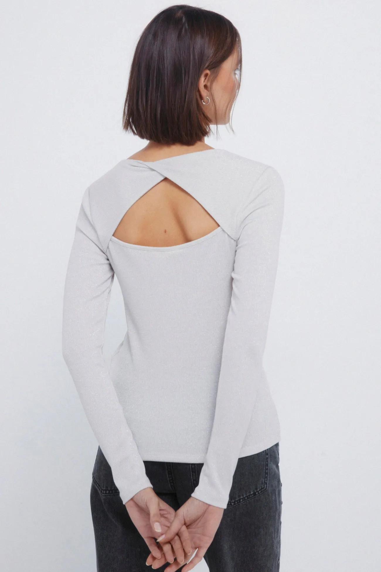 T-shirt décolleté dos en lurex