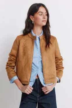 Veste courte en daim synth&eacute;tique