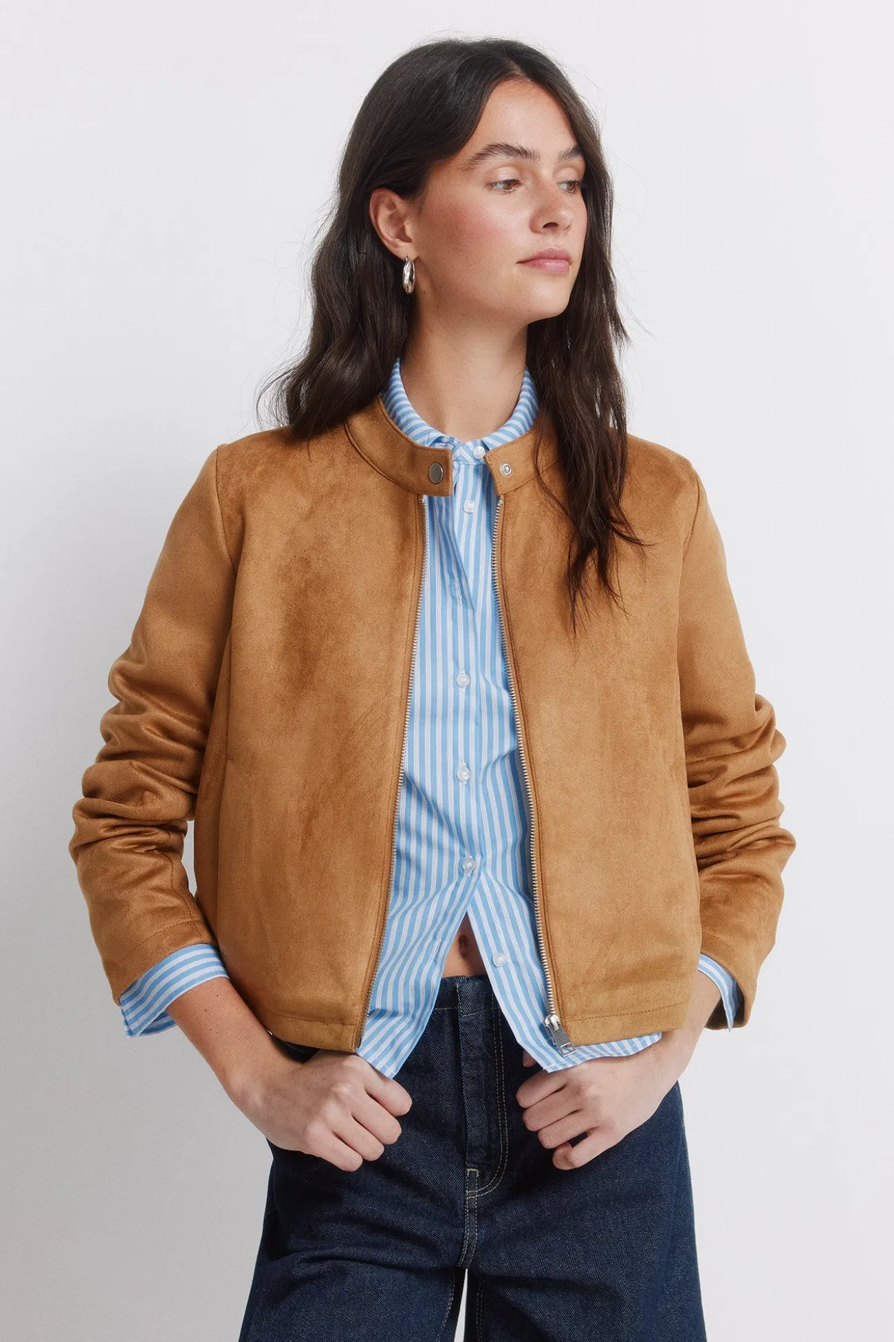 Veste courte en daim synthétique