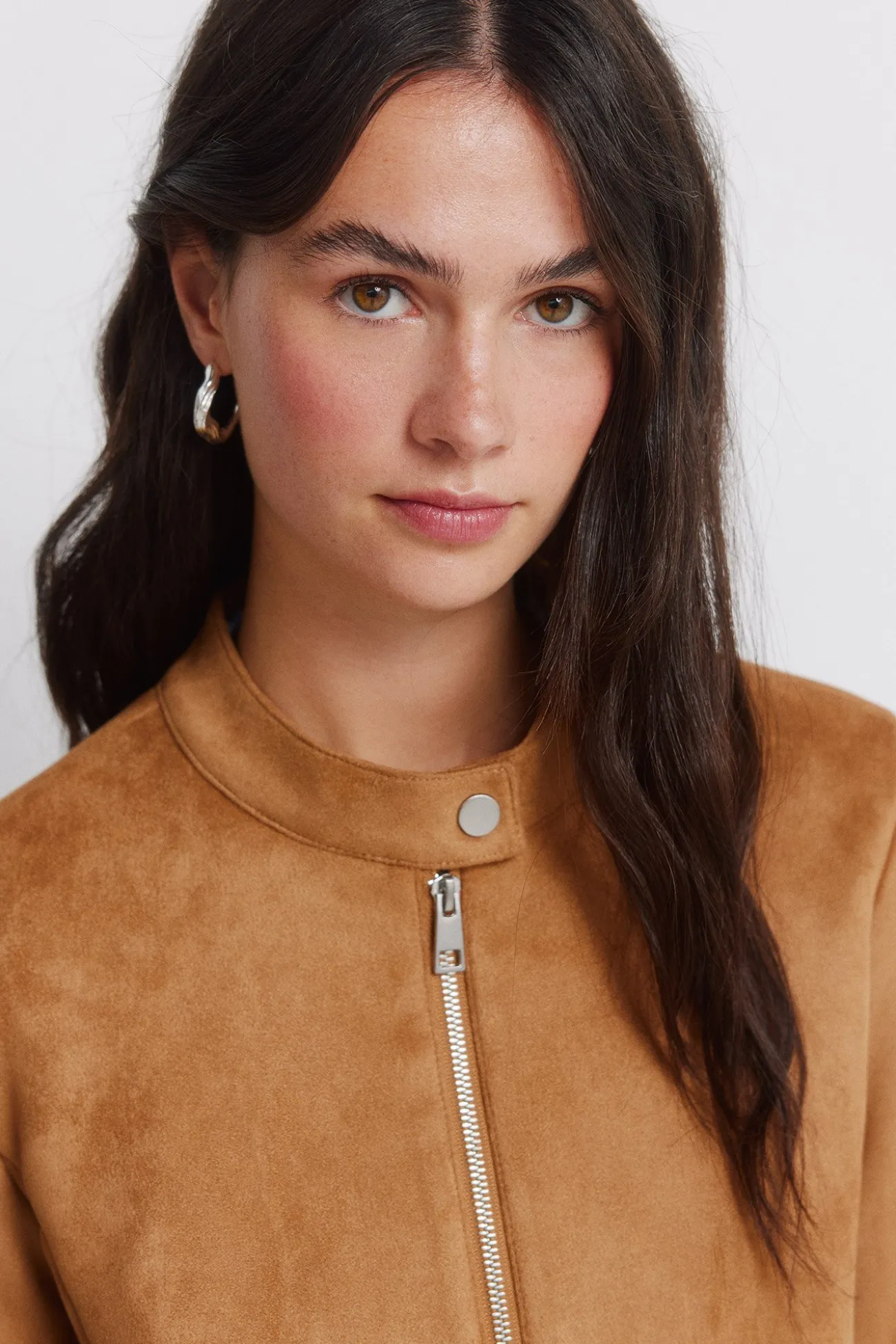 Veste courte en daim synthétique