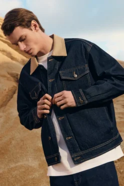 Veste en jean oversize avec col contrast&eacute;