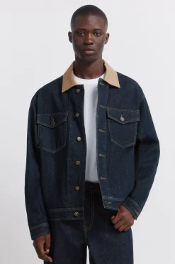 Veste en jean oversize avec col contrast&eacute;