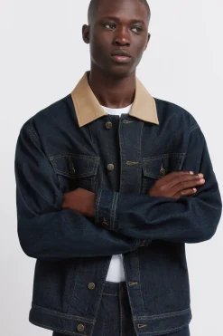 Veste en jean oversize avec col contrast&eacute;