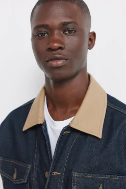 Veste en jean oversize avec col contrast&eacute;